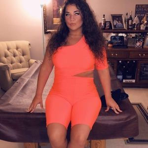 Neon orange right romper